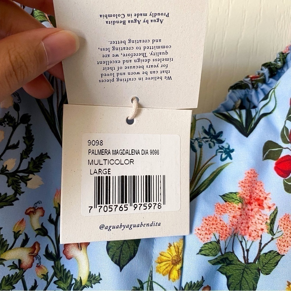 Agua Bendita Palmera Magdalena Dia Floral Midi Dress Multicolor Size Large NWT - Picture 7 of 11